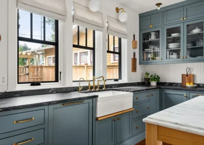 Natural stone and quartz in Kitchen.